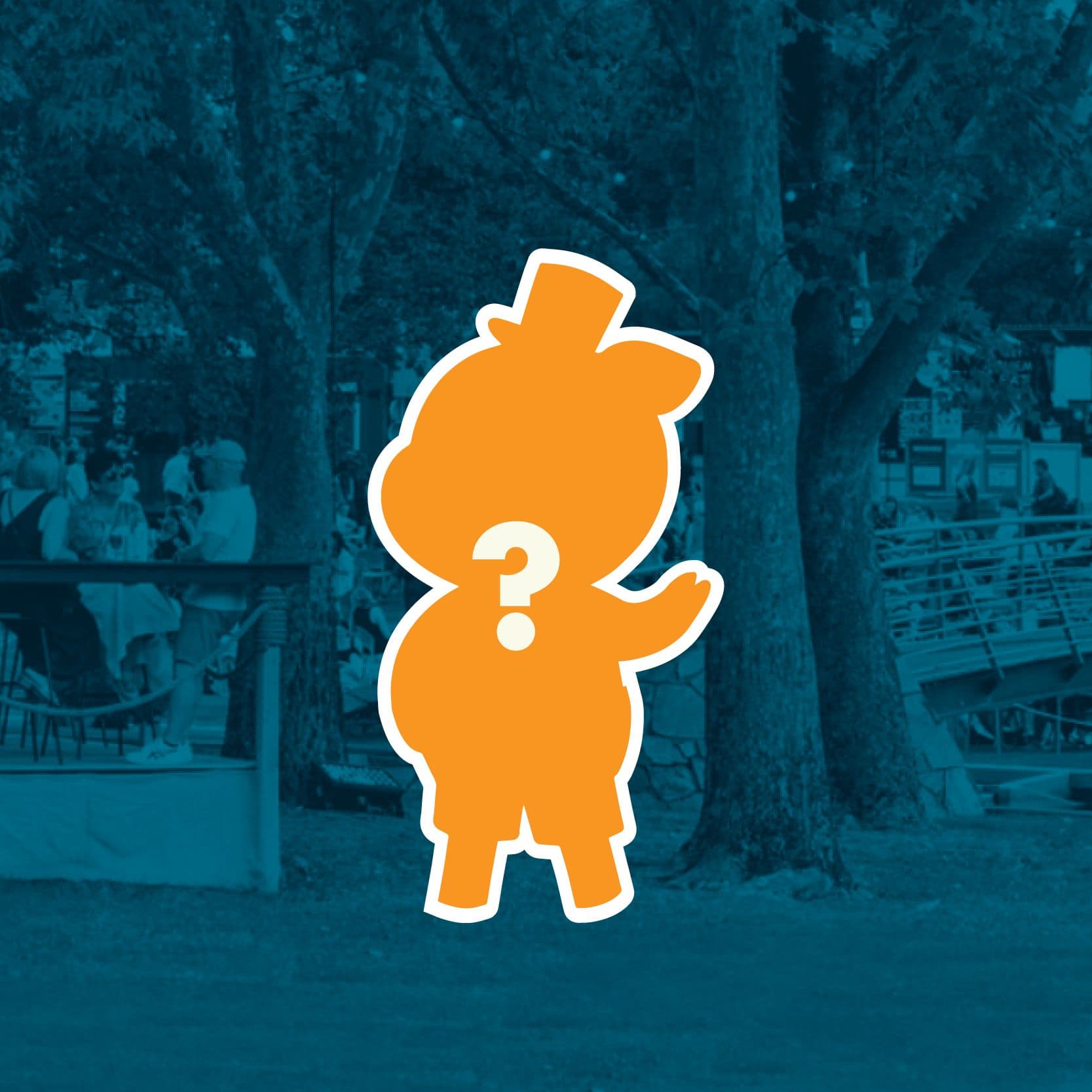 Question Mark on Orange pig over background image